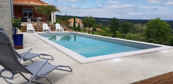 Piscine béton 10 x 3,50m PVC Armé gris clair Joyeuse Ardèche