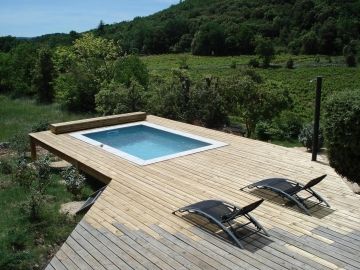 Piscine béton 4 x 2,50m PVC Armé gris clair Lagorce Ardèche